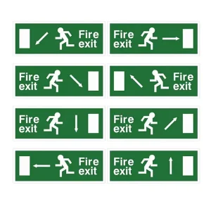Self luminous Fire Evacuation Luminous Emergency Warning Signs Directional Guide Board Wall Sticker Safety Exit Signage