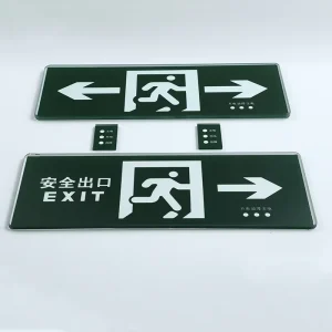 Shopping Mall Emergency Light Safety Exit Sign Silk Screen Tempered Glass Panel