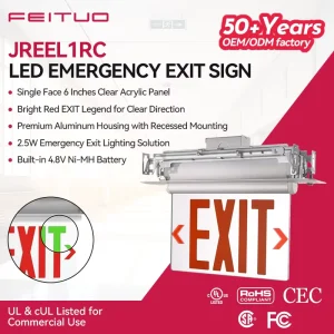 Single Face Recessed Aluminum 6 Inch Red LED OEM ODM Vietnam Base LED Emergency Exit Sign Emergency Light for Buildings