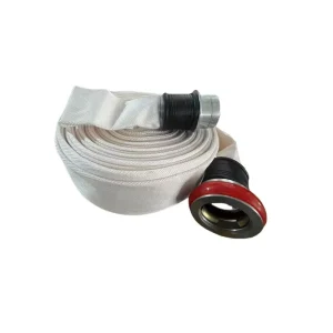 Single Jacket White Canvas Firefighting Hose with Machino Coupling Essential Equipment Accessory