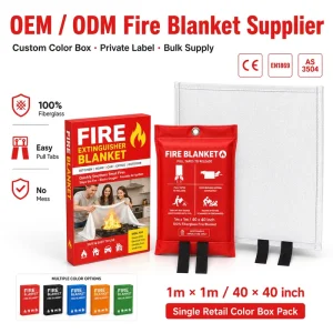 Single Pack 40*40 Inch Fiberglass Fire Blanket Retail Color Bo* Kitchen BBQ RV Garage Fire Safety Supplier
