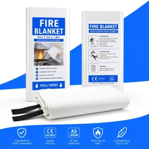 Single Unit 1.2×1.8m Fire Blanket PVC Box Fiberglass Pull Tape Emergency Fire Blanket