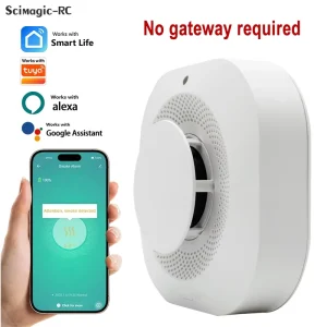 Smart Smoke Detector Battery Powered Wireless Fire Alarm Sensor Emergency Security System Smart Life Compatible with Alexa