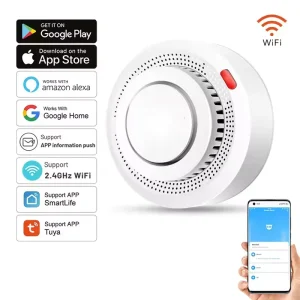 Smart WiFi Smoke Detector Fire Protection 85dB Sound Security System with Smartlife APP Control