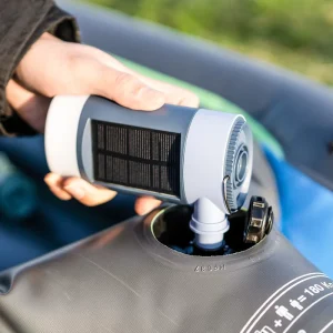 Solar Built-in Air Pump with Camping Light & Emergency Charger Portable Outdoor Lantern for Power Outage, Travel, Inflatables