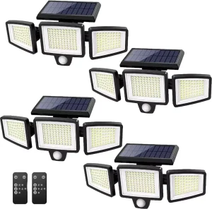 Solar IP65 Waterproof Garden Light LED Motion Sensor Emergency Outdoor Light 5000K Daylight Remote Control for Home