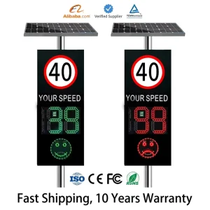 Solar Intelligent Doppler Radar Speed Sensor LED Traffic Sign with 18 in Display and Fourth Grade Reflective Film