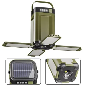 Solar LED Camping Lantern Portable IPX4 Waterproof Rechargeable Camping Lamp with 2000mAh for Hunting Fishing