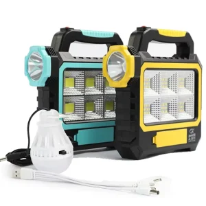 Solar Lamp Portable System Lamp Multi-functional Outdoor Rechargeable Camping Light Emergency Light with Bulb 4in1 Cable