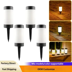 Solar Lawn Light Table Light Camping Light ABS Cylinder IP65 Waterproof with White and Warm for Garden Lawn Outdoor Tabletop Decor