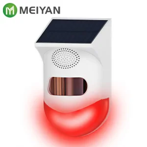 Solar Motion Detector Alarm with Remote Control Security Strobe Light Siren for Home Garden Yard