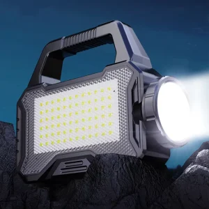 Solar Power Display Cob Large Floodlight Built In Battery USB Rechargeable ABS LED Torche Tactical Flashlight Work Search Light