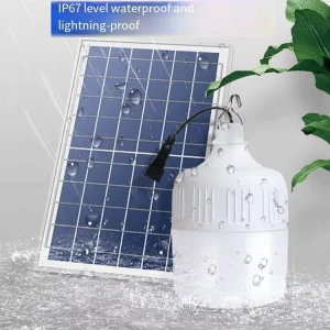 Solar Powered LED Light Bulb Hook-Rechargeable Waterproof Emergency Lighting for Outdoor Camping Tents Hiking & Home Use