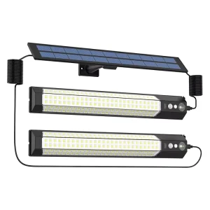 Solar Wall Light 2 Lights Solar Powered Motion Sensor 5M Extension Cord USB Charging Indoor Outdoor for Garage Garden Emergency