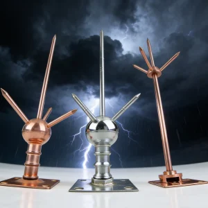 Spherical Lightning Arrester Rod Tin Plated Stainless Steel Brass Low Resistance Grounding ISO9001 CE Certified