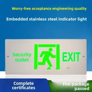 Stainless Steel Embedded Emergency Exit Sign Concealed Fire Evacuation Light Traffic Sign with Safety Lighting