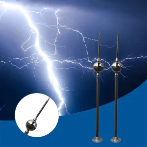 Stainless Steel Lightning Rods Complete Lightning Protection Systems 85m Protection Radius 10 Year Warranty for Buildings