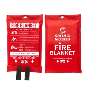 Standard Woven Fiberglass 1x1M Heat Resistant Fire Blanket Pull Tab Design for Motorbike Scooter Household Kitchen Fire