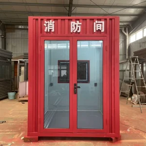 Steel Chinese Style Container House Firefighters’ Sentry Box Security Room with Separate Rest and Fire Rooms Customized