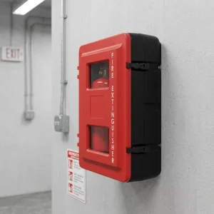 TH02-04 Heavy Duty PVC Fire Extinguisher Cabinet 715*540*270mm Rolled Plate Fire Safety Cabinet for 9-12kg Extinguishers