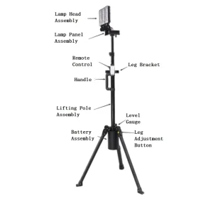 TY6125B Panoramic Mobile LED Lighting System Tripod Aluminum Alloy 15000LM 100000 Hours IP65 360 Beam Angle DC AC Portable Light