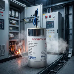 Thermal Aerosol Fire Suppression System for Harsh Environments Extreme Operating Temperatures Class A B Fires Heat Sealing