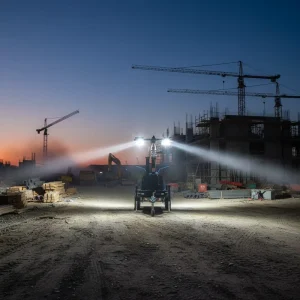 Towable Generator LED Light Tower with Hydraulic Mast IP67 Rated for Landscape Use