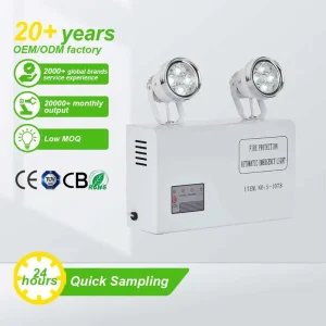 Tuoming Two Heads Twin Spot Fire Emergency Lighting Lamp Wall Mounted Portable Rechargeable Led Emergency Lights