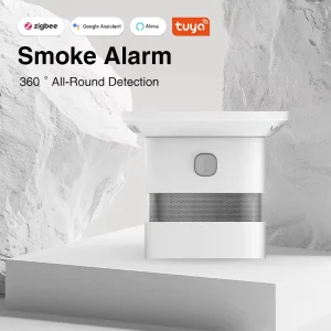 Tuya Platform Zigbee Smoke Detector ABS Plastic Photoelectric Design Super Low Power Consumption 85dB Sensitivity White Color 10