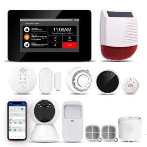 Tuya Smart Life Golden Security 4.3 Inch Big Screen GSM WiFi Alarm System with Burglar Alarm Feature Alexa Voice