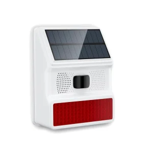 Tuya WiFi Wireless Outdoor Fire Alarm Flashing Light Strobe 110dB Siren 1000mAh Rechargeable Battery Solar Panel ABS Material
