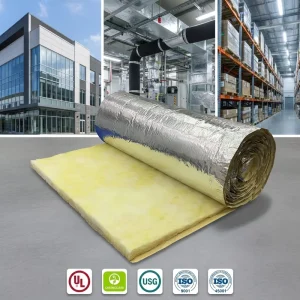 USA ASTM E84 Class A1 R13 Glass Wool Blanket Faced Aluminum Foil for Metal Building Roof Wall Insulation Bedroom