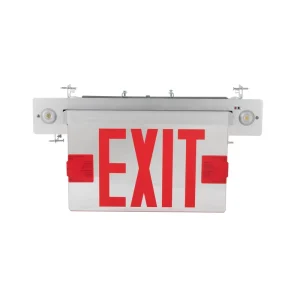 USA Listed Recessed Edge Lit LED Exit Sign Combo Self Diagnosis White Selectable 120 347V Emergency Light IP20 Rated 2 Year
