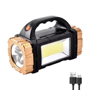Ultra-Bright Long-Range Solar-Charging Emergency LED Flashlight COB Work Light Waterproof Outdoor Patrol Fishing Searchlight