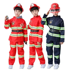Unisex Kids Firefighter Costume Cosplay Party 100% Polyester Jumpsuit