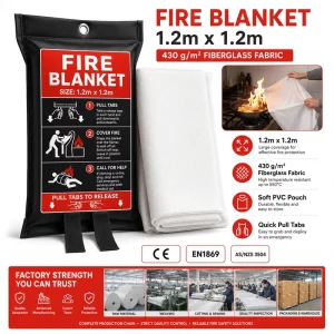 Wall Hanging Fire Blanket 1.2*1.2m 430gsm Fiberglass PVC Bag for Quick Emergency Access