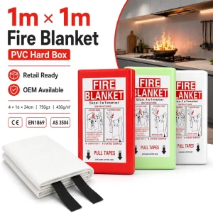 Wall Mount Fire Blanket PVC Hard Case Fiberglass 1*1m EN1869 Kitchen Safety Product