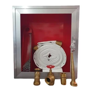 Wall Mounted Fire Hose Reel Cabinet Complete Fire Safety Kit With Hose Nozzle For Commercial Buildings