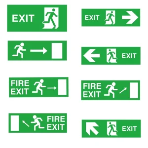 Warning Luminous Vinyl Safety Aluminum Laser Engrave Exit Sign Board Fire Emergency Exit Sign LED Light