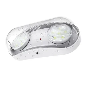 Waterproof IP65 Rechargeable LED Wall Mounted Two Spots Emergency Light With 120-Minute Backup For Wet Locations