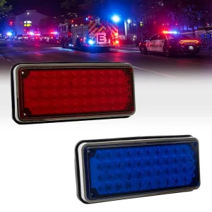 Waterproof IP67 24V Red Blue LED Emergency Warning Flash Light for Ambulance Fire Truck