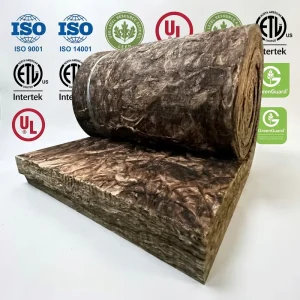 Weatherproof ECO Brown Glass Wool Blanket Flame Retardant Roll for North America Exterior & Interior Building Use