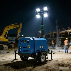 WellPower Outdoor Mobile Diesel Generators Light Tower 6M LED IP67 360 Beam Angle 5000K Daylight Water Cooled for Construction