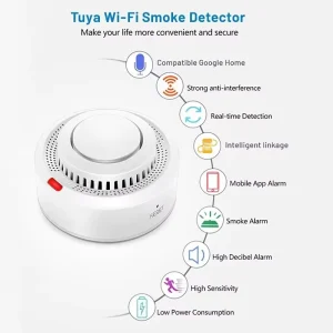 Wi-Fi Smart Smoke Detector with App Control Fire Alarm for Smart Homes Household Use