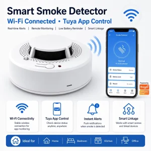 WiFi Smart Wireless Smoke Detector Smoke Alarm Security Alarm System OEM Tuya WiFi Smart Model