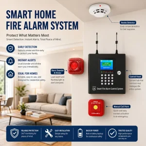 Wireless Addressable Fire Alarm System with Sounder Panel with Touchscreen Interface