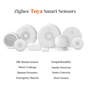 Zigbee Tuya Smart Home Sensors Gas Leakage Detector PIR Motion Gateway Water Leak Door and Window Fire Alarm Temperature